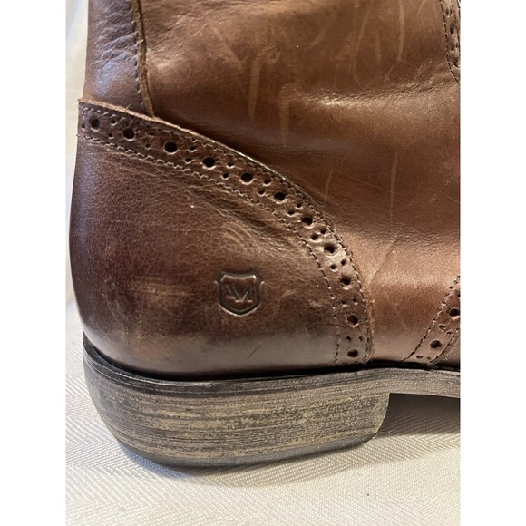 Andrew Marc Wingtip‎ Brown Leather Lace Up Ankle Boots w/ Zipper Men 9.5 C99-112 - Picture 9 of 16